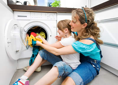 mom daughter laundry