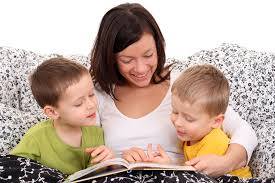 mom reading to kids